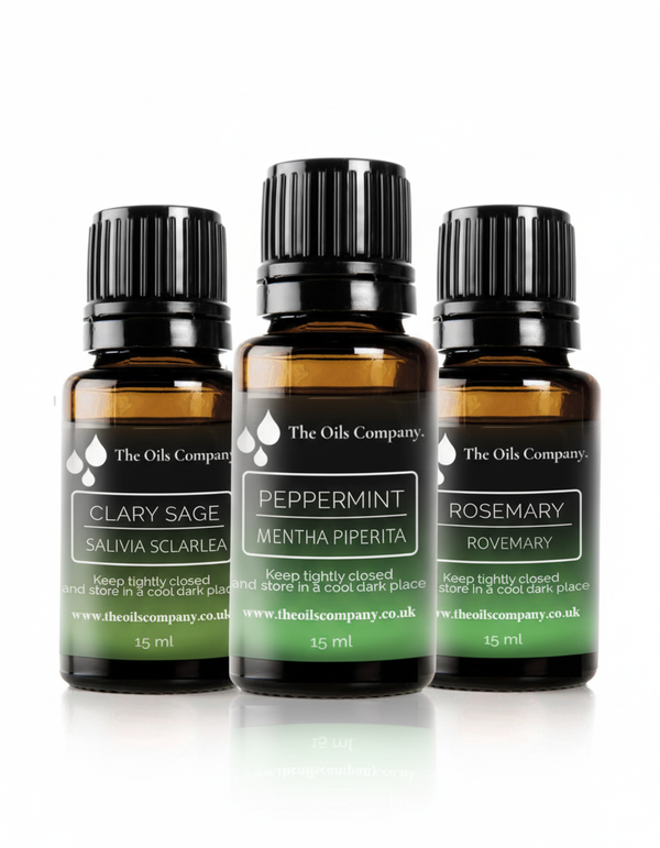 Focus, Energy & Balance Essential Oil Trio (Clary Sage, Peppermint & Rosemary)